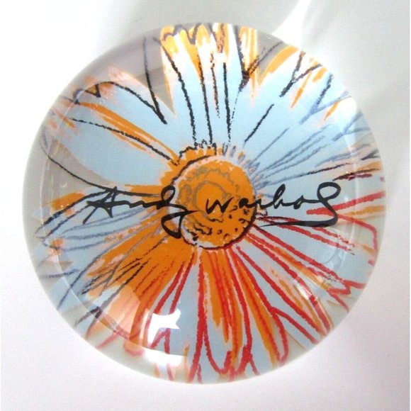 Rosenthal Studio Line Other - ANDY WARHOL by Rosenthal Studio Line Orange Daisy Dome Art Glass Paperweight VTG